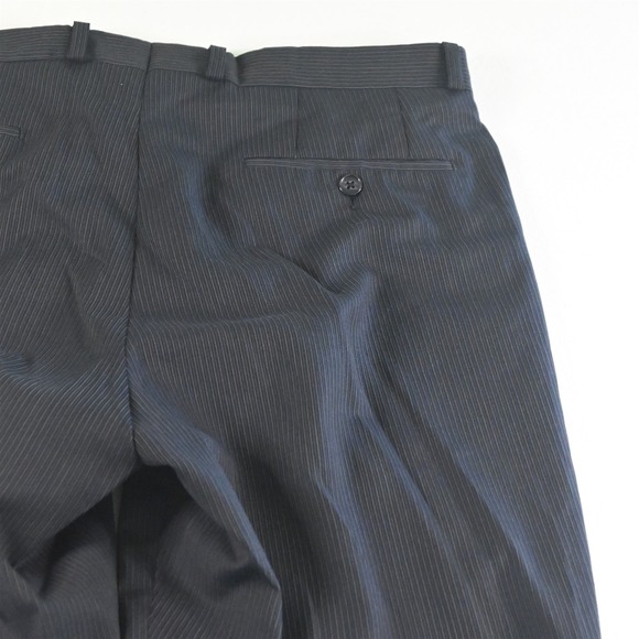 Calvin Klein 42R 33x32 Navy Blue Striped 100% Wool Mens Jacket Pants Suit - Picture 11 of 12